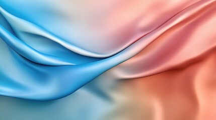 Obraz premium Elegant Satin Drapery in Soft Blue and Coral Tones, Textured Waves