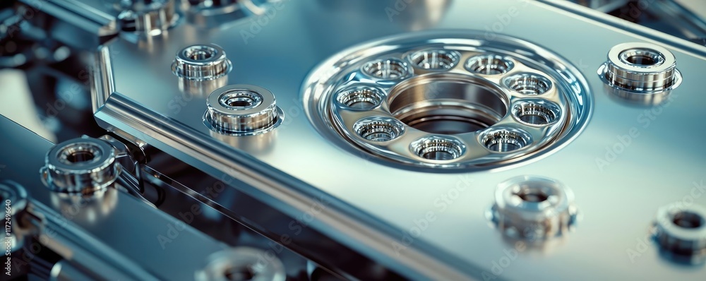 Poster metallic abstract background idea. close-up of a shiny metallic safe lock showcasing intricate desig