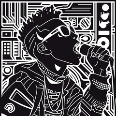 Fototapeta premium illustration graphic singer boy