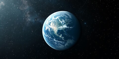 Fototapeta premium Photograph of a planet with a moon so close that it appears to fill half with 