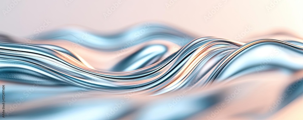 Aufkleber metallic abstract background idea. abstract smooth waves in shades of blue and silver create a tranq