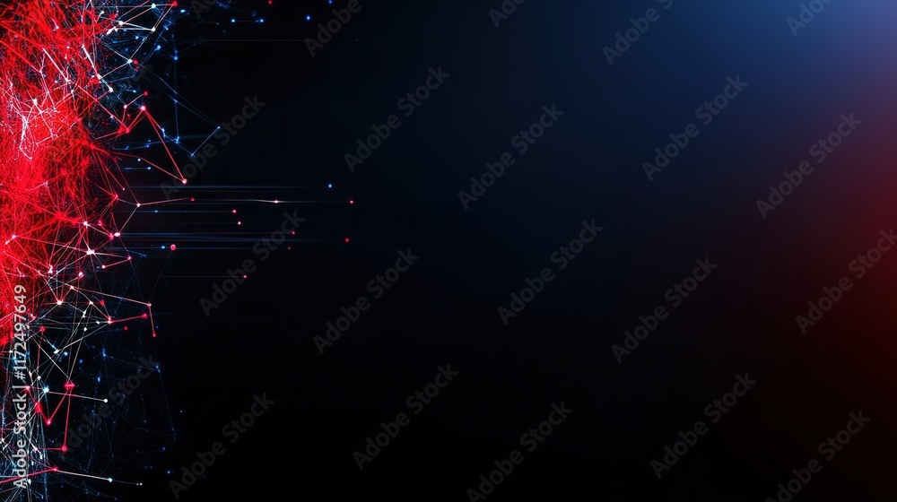 Poster abstract digital network background with red and blue lines