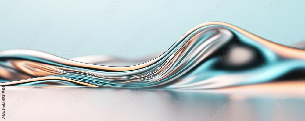 Poster metallic abstract background idea. abstract wave pattern with colorful metallic sheen flows across a