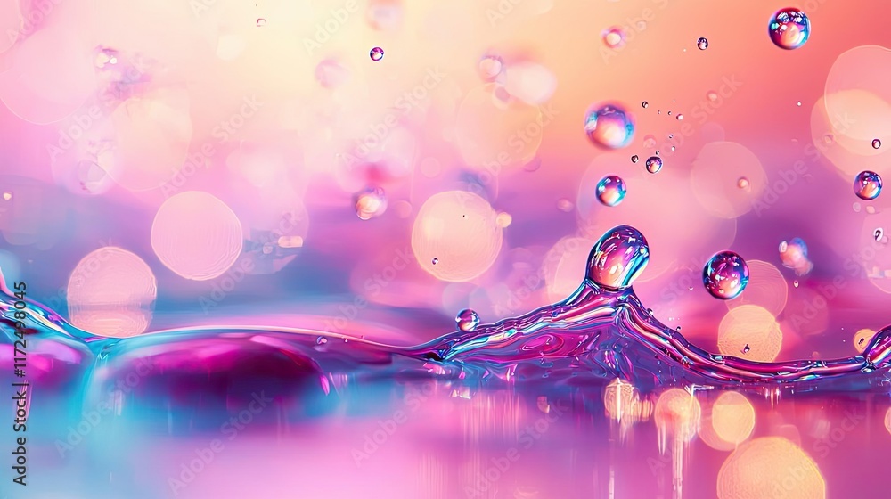 Poster splash abstract background idea. colorful water droplets create a vibrant, calming atmosphere with s