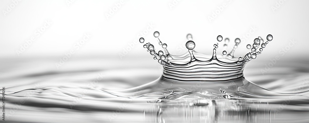 Poster splash abstract background idea. close-up of a water droplet creating a crown shape upon impact, ser