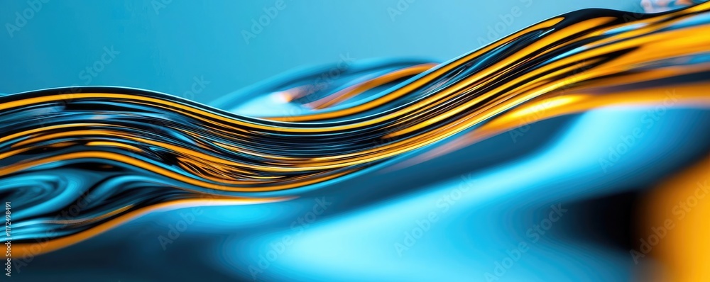 Poster metallic abstract background idea. a vibrant abstract design with flowing lines in blue and orange h