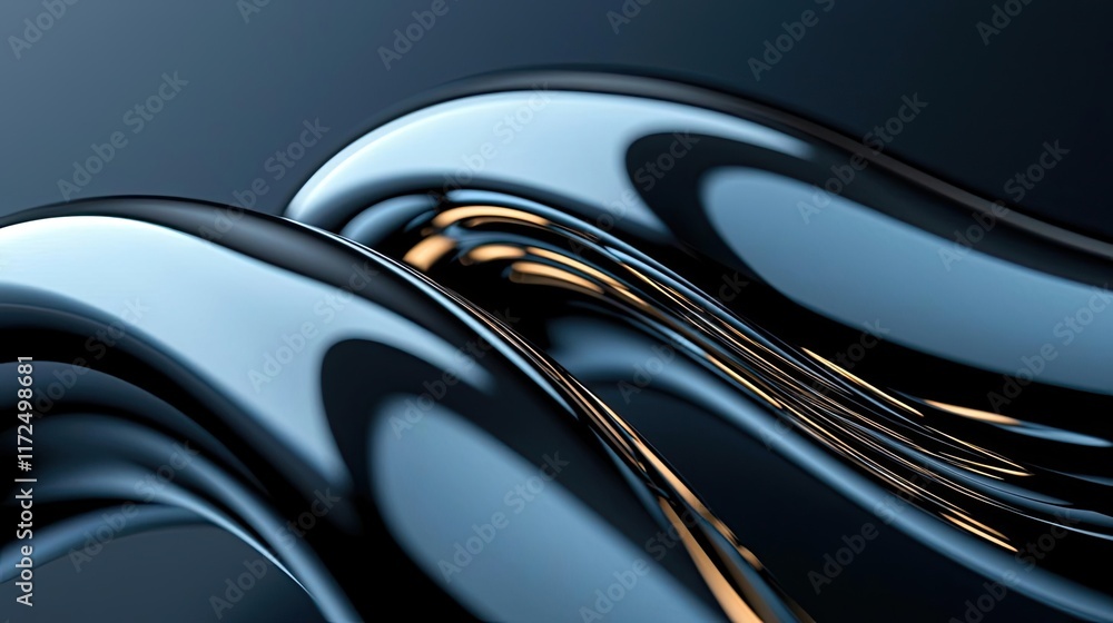 Poster metallic abstract background idea. abstract flowing shapes in a glossy, modern style with reflective
