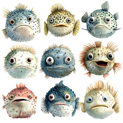 set of funny monsters