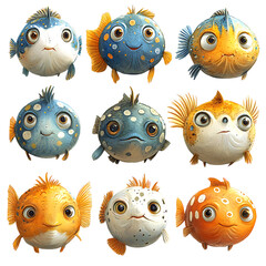 set of funny cartoon monsters