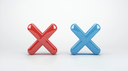 Obraz premium Right and wrong 3d icons on white background