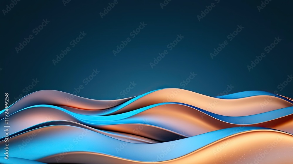 Poster glitter abstract background idea. abstract waves in blue and orange tones with a smooth gradient on 