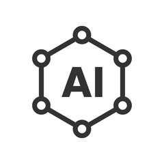 Vector illustration of digital AI icon in dark color and transparent background(PNG).