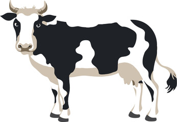 Create a cow vector art silhouette with white background.