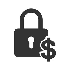 Vector illustration of financial lock icon in dark color and transparent background(PNG).
