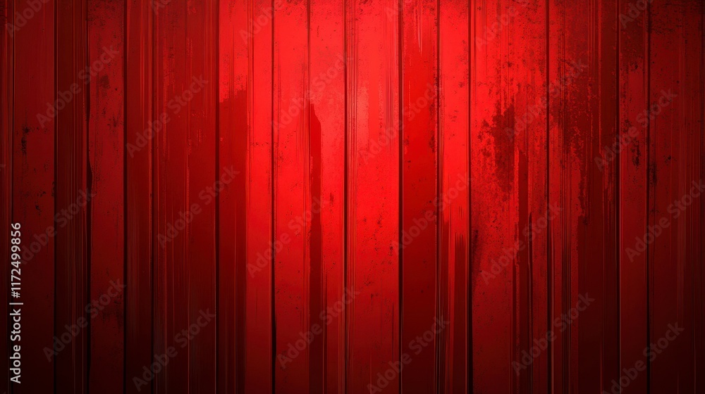 Wall mural Vibrant red wooden wall texture with rich tones, shadows, and an aged appearance that adds character and depth to any design project