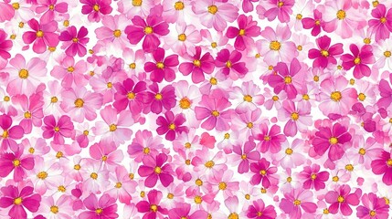 Watercolor Illustration set of Pink cosmos flowers on a white background,spring summer nature,Vibrant pink cosmos blooming,Children's card,banner,raindrops drawn by hand.