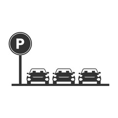 Vector illustration of car parking zone icon in dark color and transparent background(PNG).