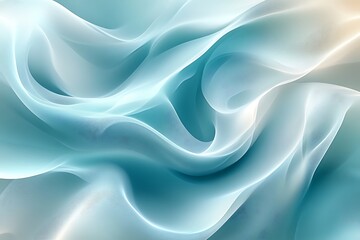 Obraz premium Abstract teal and white flowing fabric.