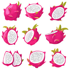 dragon fruit on white background