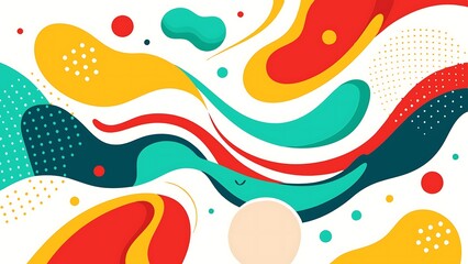 Flowing Abstract Shapes with Pop Art Influence and Bold Colors in Digital Print Design