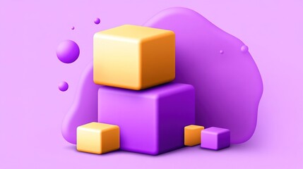 Fototapeta premium Colorful geometric shapes on vibrant purple background for design
