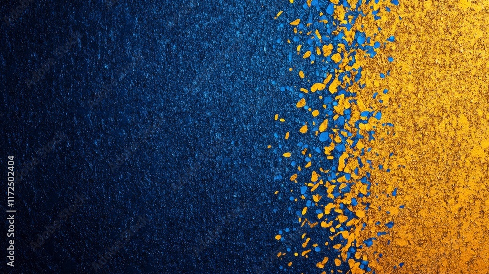 Poster abstract gradient texture featuring vibrant blue and gold minerals creating a striking visual divide