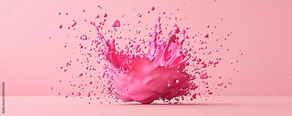 Poster splash abstract background idea. dynamic splash of pink liquid against a soft pink background, creat