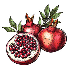 pomegranate with leaves