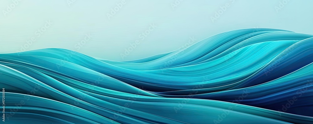Poster waves abstract background concept. abstract waves of blue and teal creating a calming and serene nat
