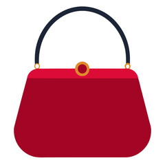 Red Handbag with Black Handle and Gold Clasp, A sophisticated red handbag featuring a black handle and gold clasp, ideal for formal events, casual outings, or fashion designs.  
