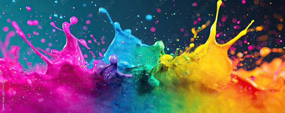 Poster splash abstract background idea. colorful paint splashes creating a vibrant and dynamic artistic bac