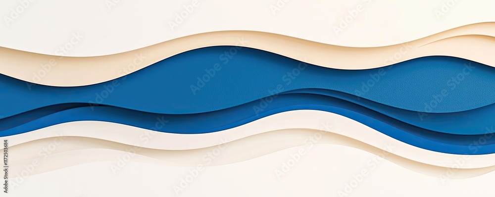 Poster waves abstract background concept. abstract wavy design with blue and cream layers creating a modern