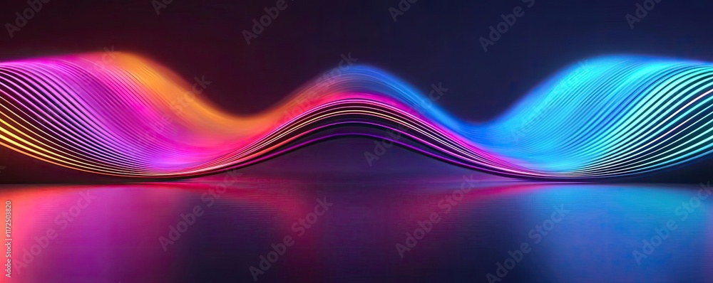 Poster waves abstract background concept. colorful waves of light create a dynamic and vibrant visual exper