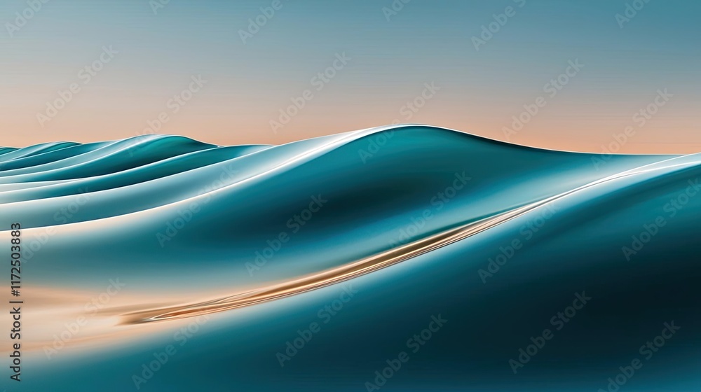 Poster waves abstract background concept. serene waves blending with soothing colors at sunset, creating a 