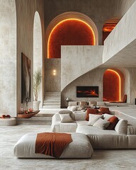 Modern Design, Living Room, Fire Element