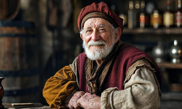 old merchant smile on the store greeting customer