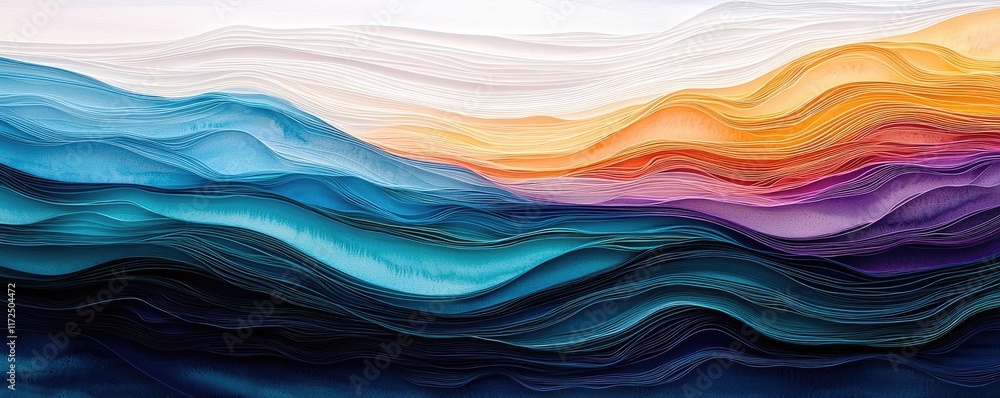 Poster waves abstract background concept. a vibrant abstract wave pattern showcasing soothing colors and fl