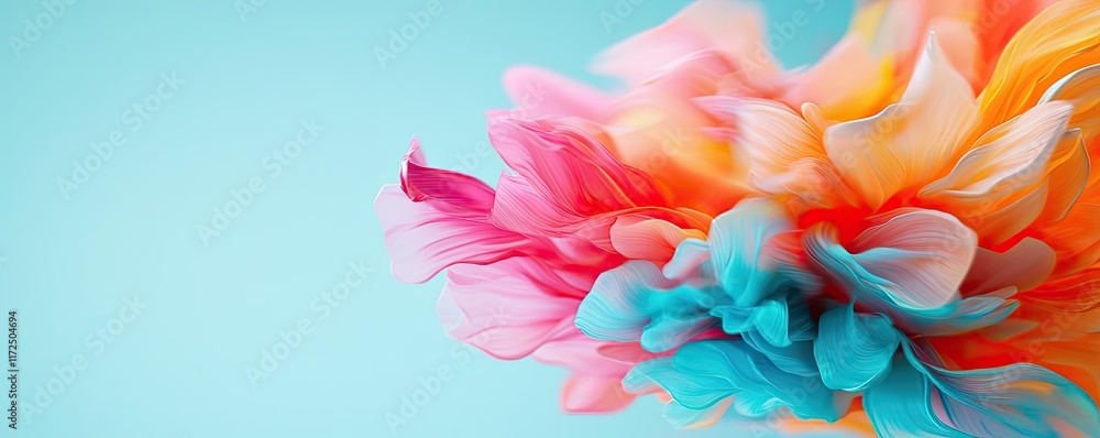 Aufkleber splash abstract background idea. vibrant abstract flower in soft colors against a light background f