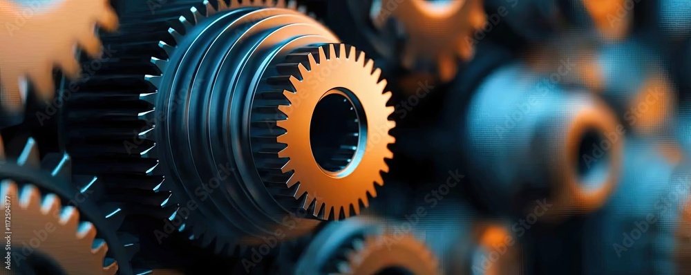 Poster metallic abstract background idea. close-up view of intricate gears showcasing engineering precision