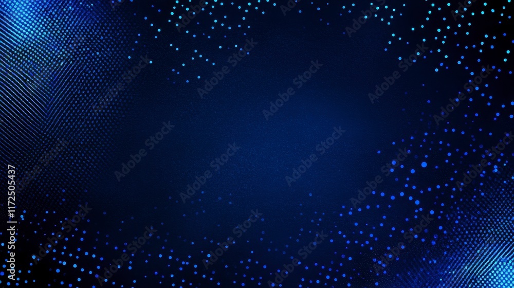 Poster an abstract and visually captivating digital background featuring a gradient of blue tones and scatt
