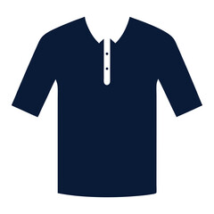 Navy Blue Polo Shirt Illustration, Flat illustration of a navy blue polo shirt with a buttoned collar and short sleeves, ideal for casual and fashion-related designs.  
