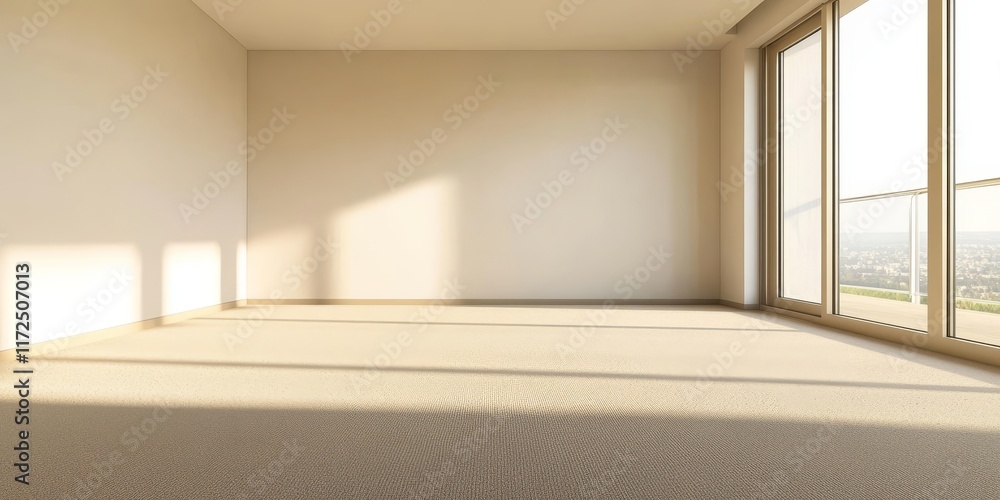 Poster empty unfurnished room featuring a beige carpet floor and access to a balcony. this empty room offer