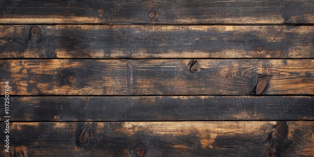 Aufkleber Rustic wood texture background featuring an old, dark wooden wall surface. This rustic wood texture background is ideal for various design purposes and creative projects.