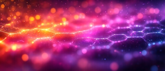 Obraz premium Abstract pink and orange glowing network.