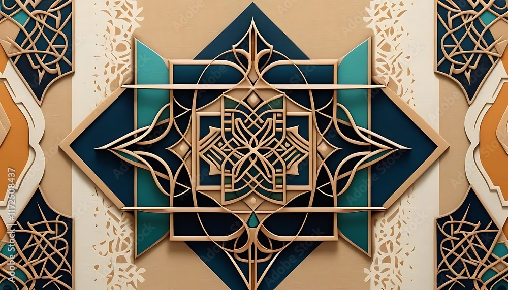 Poster abstract geometric art design featuring intricate patterns