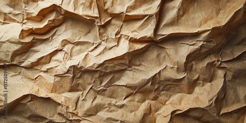 Leinwandbilder detailed texture of old brown crumpled paper, showcasing the unique characteristics of paper texture