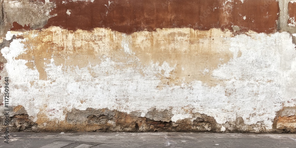 Aufkleber weathered brown and white street wall featuring a fresh layer of paint, exemplifying the charm of ag