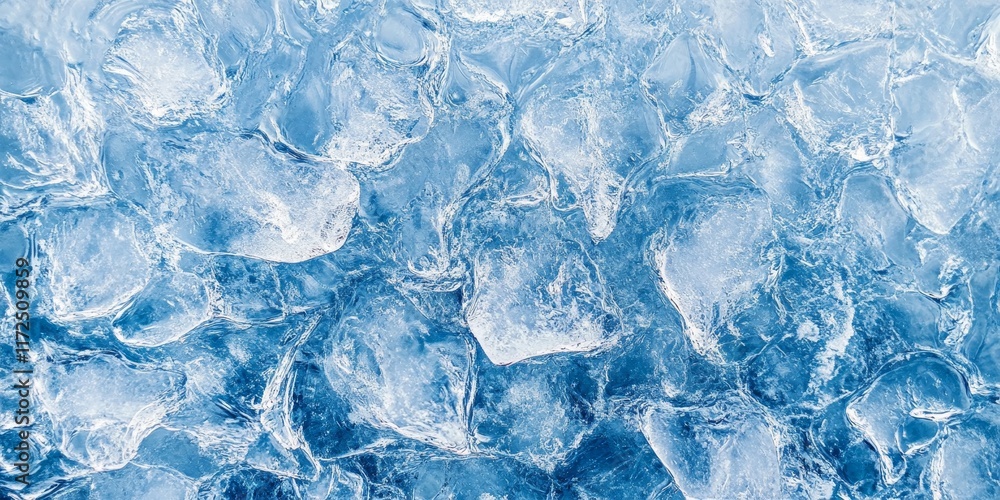 Aufkleber Ice surface texture creates a captivating winter background, showcasing the unique patterns and features of the ice. This ice surface texture enhances the overall winter aesthetic beautifully.
