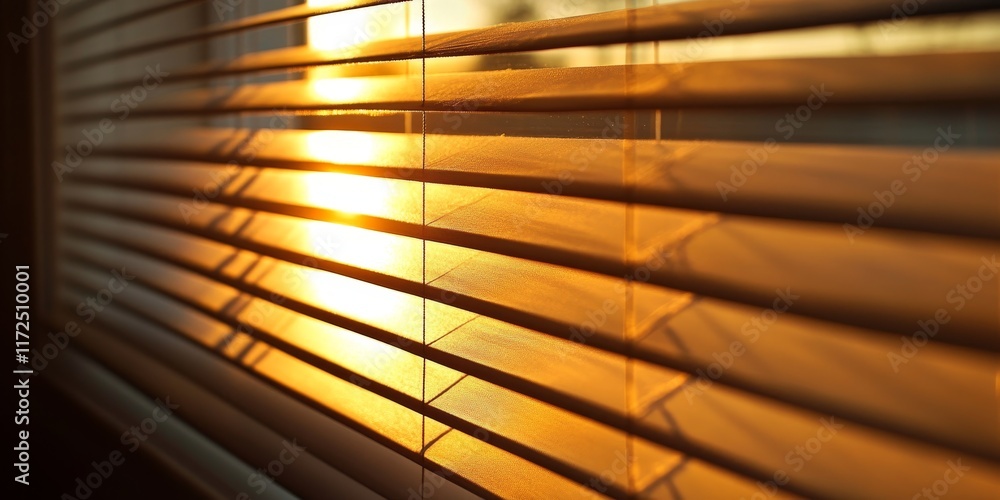 Poster light streaming through window blinds creates an inviting atmosphere. this conceptual image of sunli