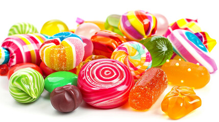  colorful candy on a white background
